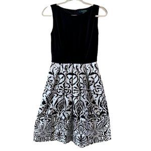 RALPH LAUREN Fit & Flare Black/White Tank Dress